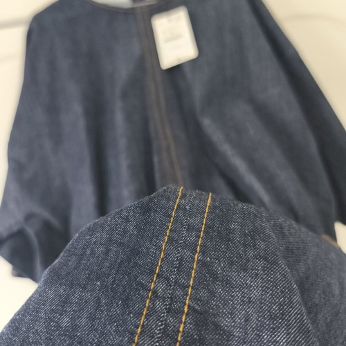 Zara Dark Blue Denim Mini Dress with Kimono Sleeves and Belt Size M New