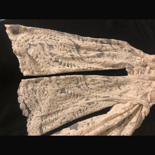 Lace cardigan ethnic boho women's size M/L like new, beige