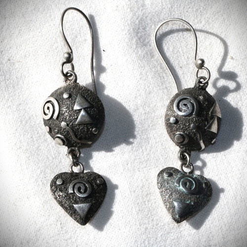 Handmade earrings 4 pairs, sterling silver 925, primitive tribe design
