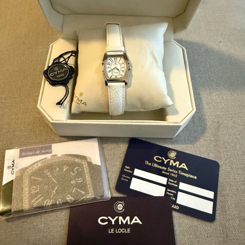 Cyma Le Locle Ladies Watch New White Full Set