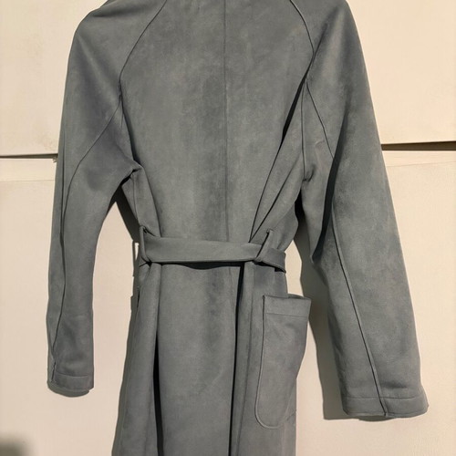 Zara suede coat gray with belt like new
