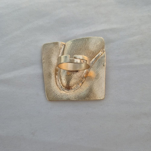 Large square stainless steel ring gold color new