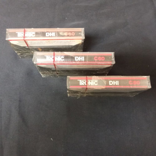 Tronic DHI C60 cassette tapes used, pack of 3, 1980s vintage