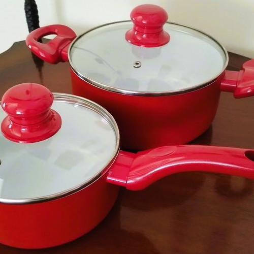 Kaiserhoff red cookware set 9 pieces, new ceramic coating