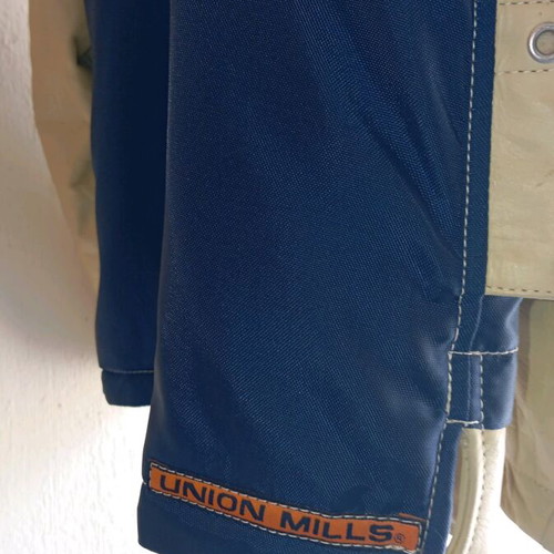 Union Mills leather jacket new, size XL, blue and beige