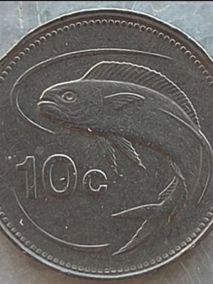 10 Cents Malta 1986 coin with mahi-mahi fish