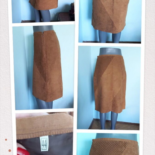 Vintage asymmetrical suede skirt like new, Italy, lined
