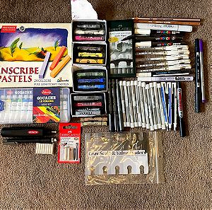 Art Bundle Pastels, Gouache, Artist Pens, Derwent, Posca, and Much More