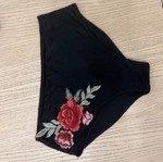Bikini like new, high-waisted with floral embroidery