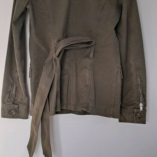 Benetton olive parka jacket like new with waist belt size S