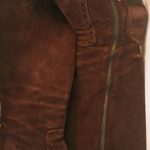 Suede boots used, genuine leather, size 40, brown