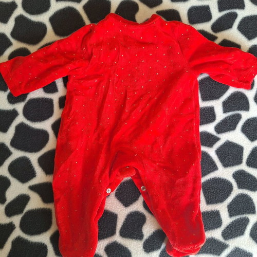 Red velour baby romper like new with deer design