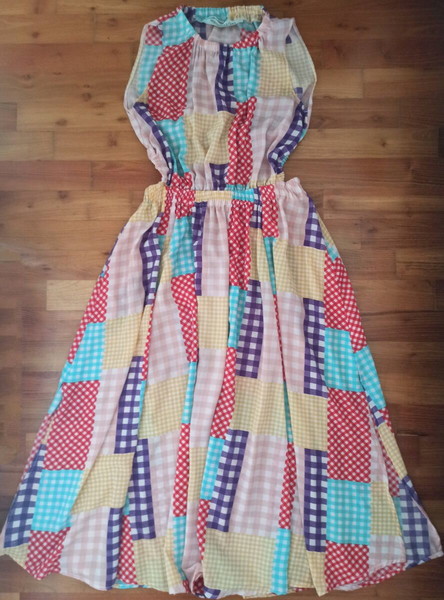 Καρό midi πολύχρωμο φόρεμα Sourloulou one size