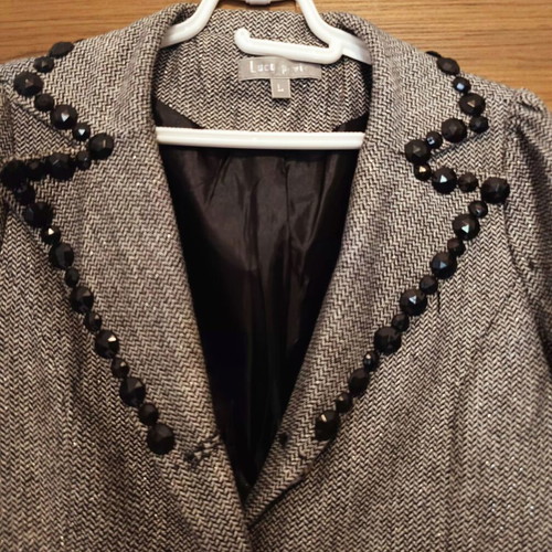 Grey outerwear large like new with decorative beads