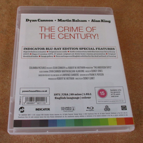 The Anderson Tapes Indicator Blu-ray like new, crime thriller