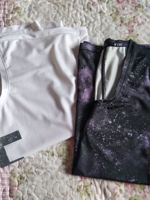 Crivit T-shirts like new, white cropped and purple/black fitted