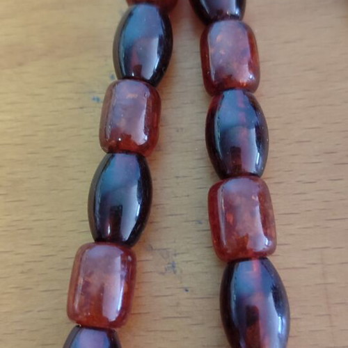 Worry Beads Baltic Pressed Amber Vintage used, silver details, 19 beads