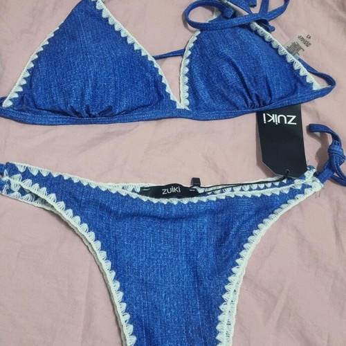 Swimsuit set new, size M-L, blue with embroidery