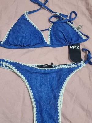 Swimsuit set new, size M-L, blue with embroidery