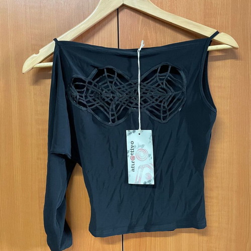 Attrattivo women's blouse with one shoulder new, black