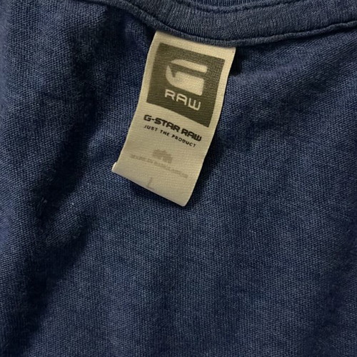 G-Star Raw Men T-Shirt Navy Blue V-Neck Logo Detail Size L like new