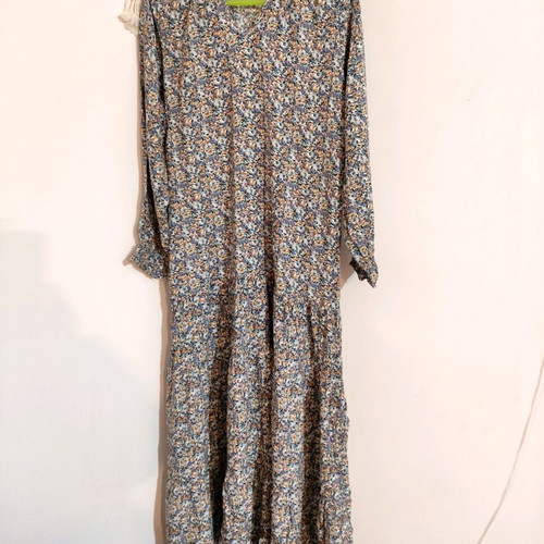 Long floral dress like new, viscose, gray and blue, size M