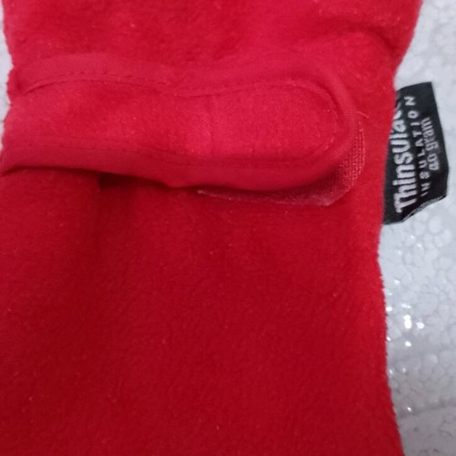 Fleece gloves used with Thinsulate red
