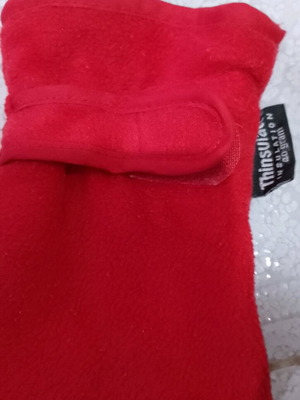 Fleece gloves used with Thinsulate red