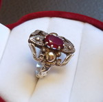 Silver gold ring with ruby, like new