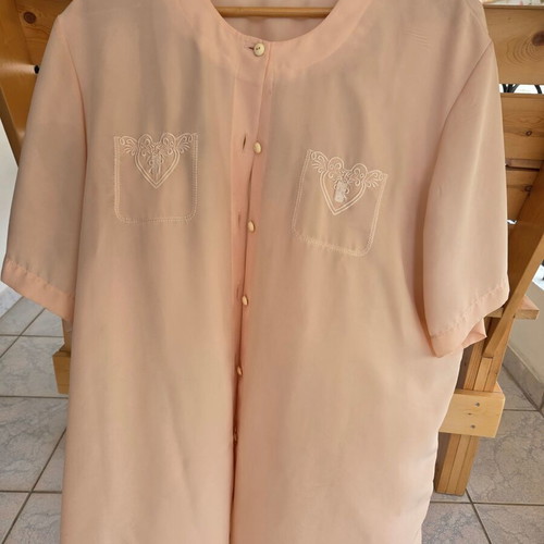 Vintage shirt with buttons and embroidery, like new, beige