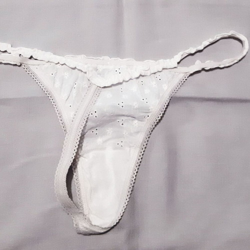 Zara string panties white cotton embroidery new medium