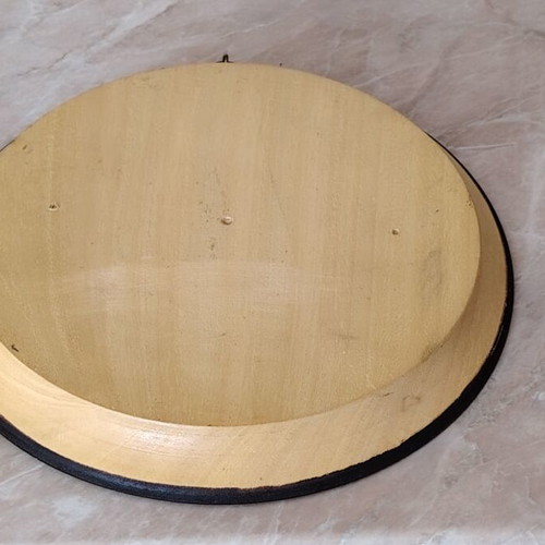 German wooden wall plate like new, handmade with engraved inscriptions