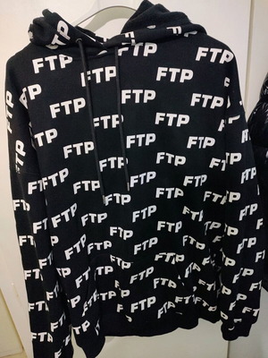 FTP all over hoodie like new, size L, black and white