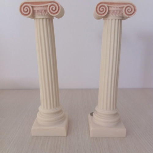 Alabaster handmade Greek-style columns, set of two, like new