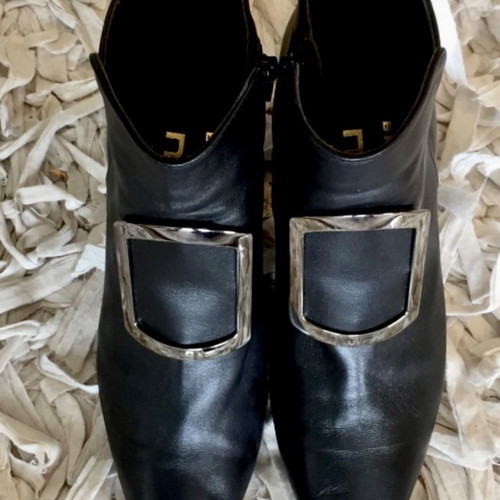Brunate leather handmade ankle boots size 36.5 with silver buckle