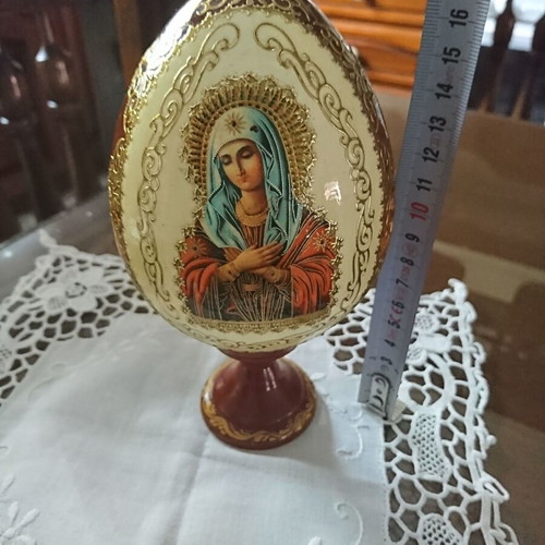 Decorative wooden egg collectible, like new