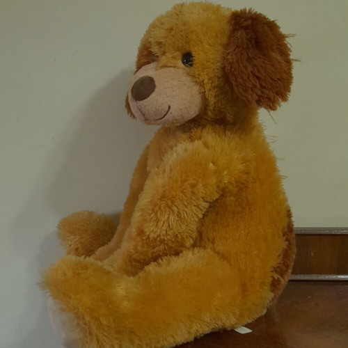 Plush fluffy dog 42 cm sitting new