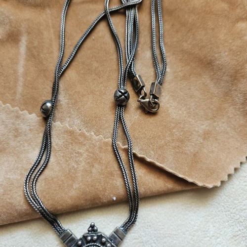 Vintage 925 necklace with amber center