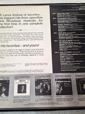 Mario Lanza In His Greatest Hits 3XLP Box μεταχειρισμένο, κλασσική
