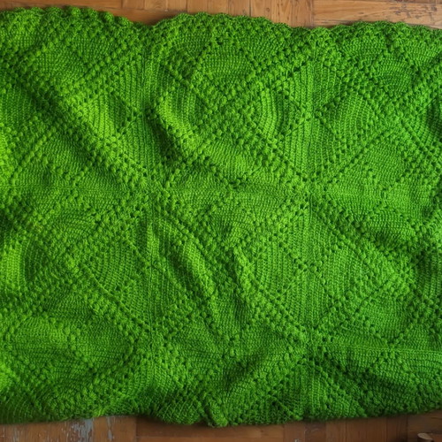 Handmade knitted wool blanket used, 180x120 cm