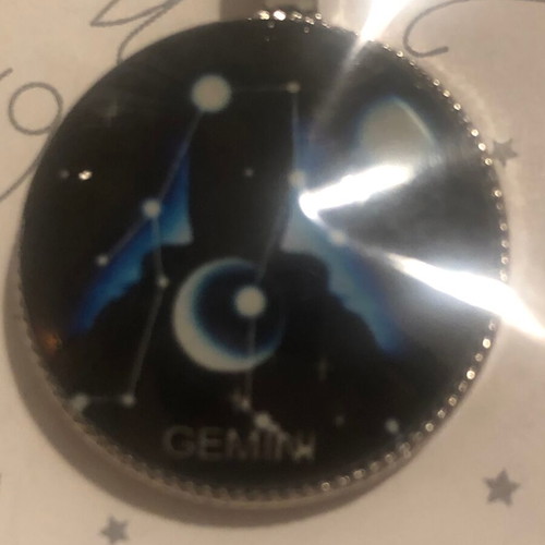 Necklace new with Gemini zodiac silver and black