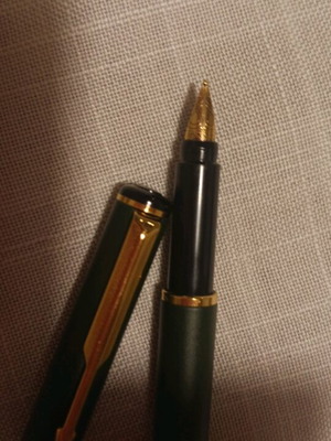 Πένα Parker Rialto vintage αυθεντική, καινούργια, πράσινη με χρυσά στοιχεία