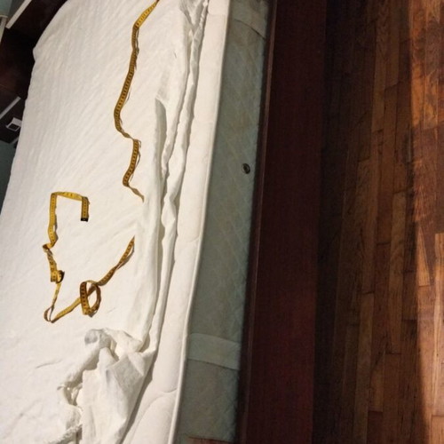 Double bed vintage used with storage headboard and wooden frame