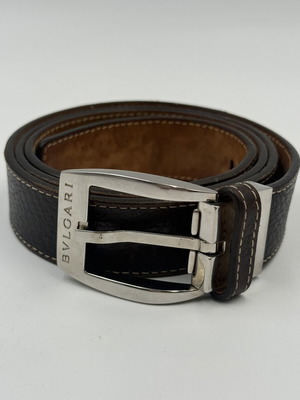 Bvlgari leather belt small size used, dark brown, 95 cm