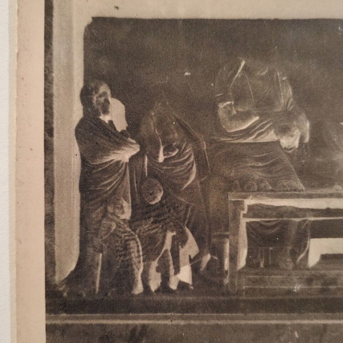 Postcard Kavala Museum Scene of the Funeral Banquet 4th Century BC used, black and white