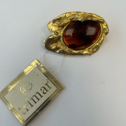 Trimar brooch like new, vintage style, brown and gold