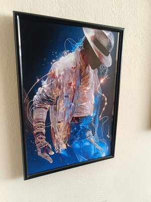 Διακοσμητικό κάδρο Michael Jackson σαν καινούργιο, 30×20 εκ., μαύρη κορνίζα