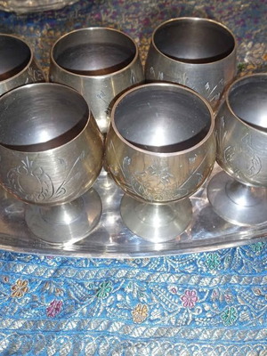 Embossed liqueur set used