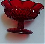 Μικρή φοντανιερα με ποδαράκι, ruby red Art Deco by George Davidson England 1920-1930