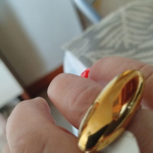 Ring from stainless steel size 57 new, gold color, geometric shape